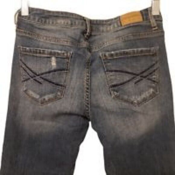 Aeropostale Womens Size 2 Blue  Solid Tattered Skinny Crop Jeans - Picture 6 of 10